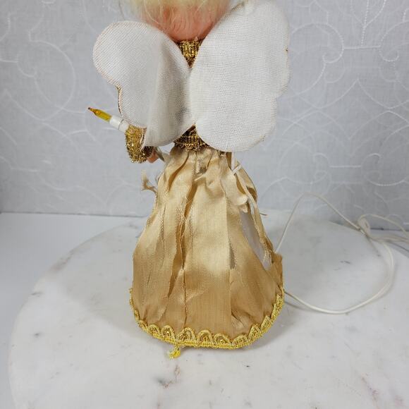 VTG‎ Angel ChristmasTree Topper 10" Gold Sparkle Plastic Vinyl Retro MCM Works - Picture 13 of 15